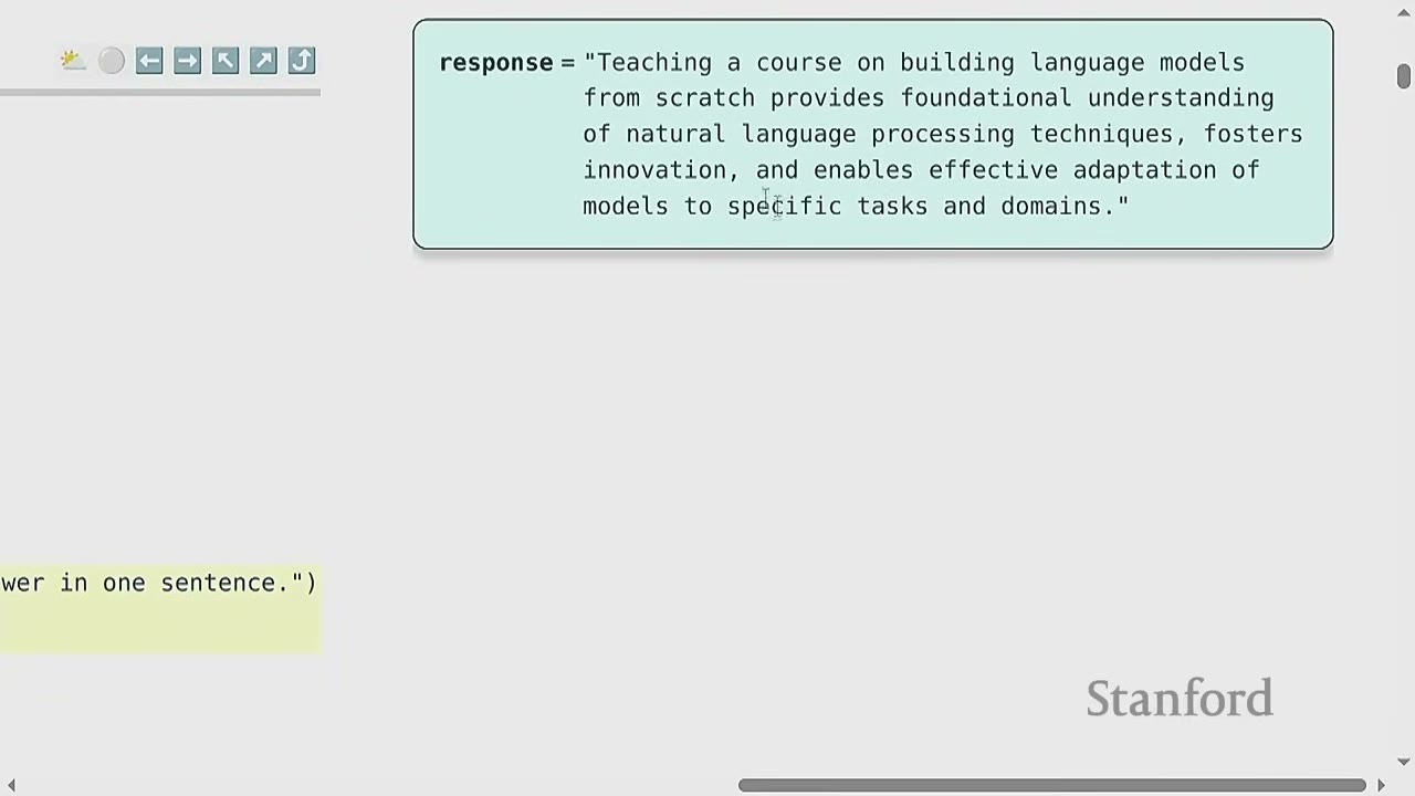 A code snippet defining a response variable with a long string value.