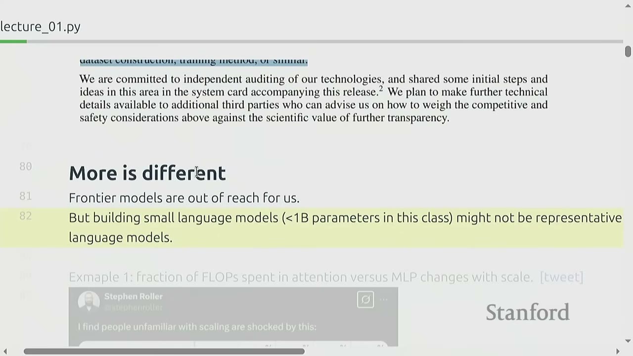 Text discussing the limitations of building small language models for research.