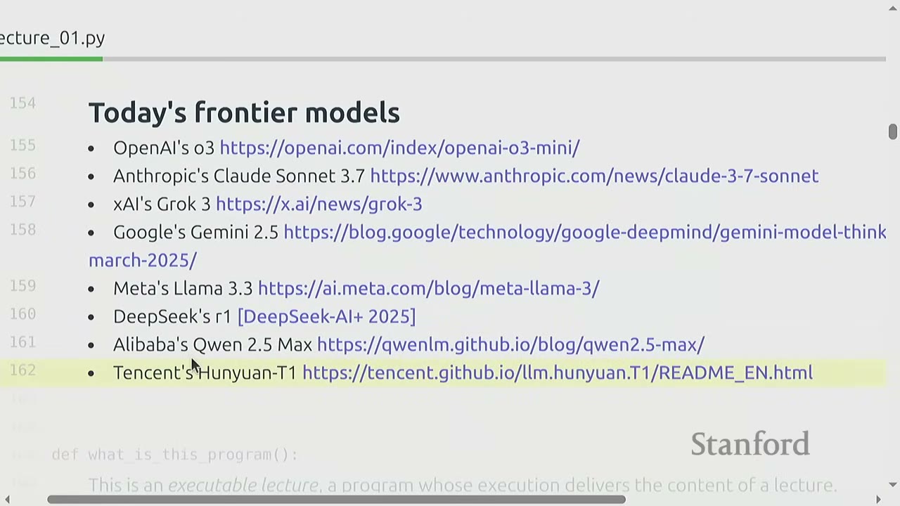 A list of today's frontier models, including OpenAI's o3 and Google's Gemini 2.5.