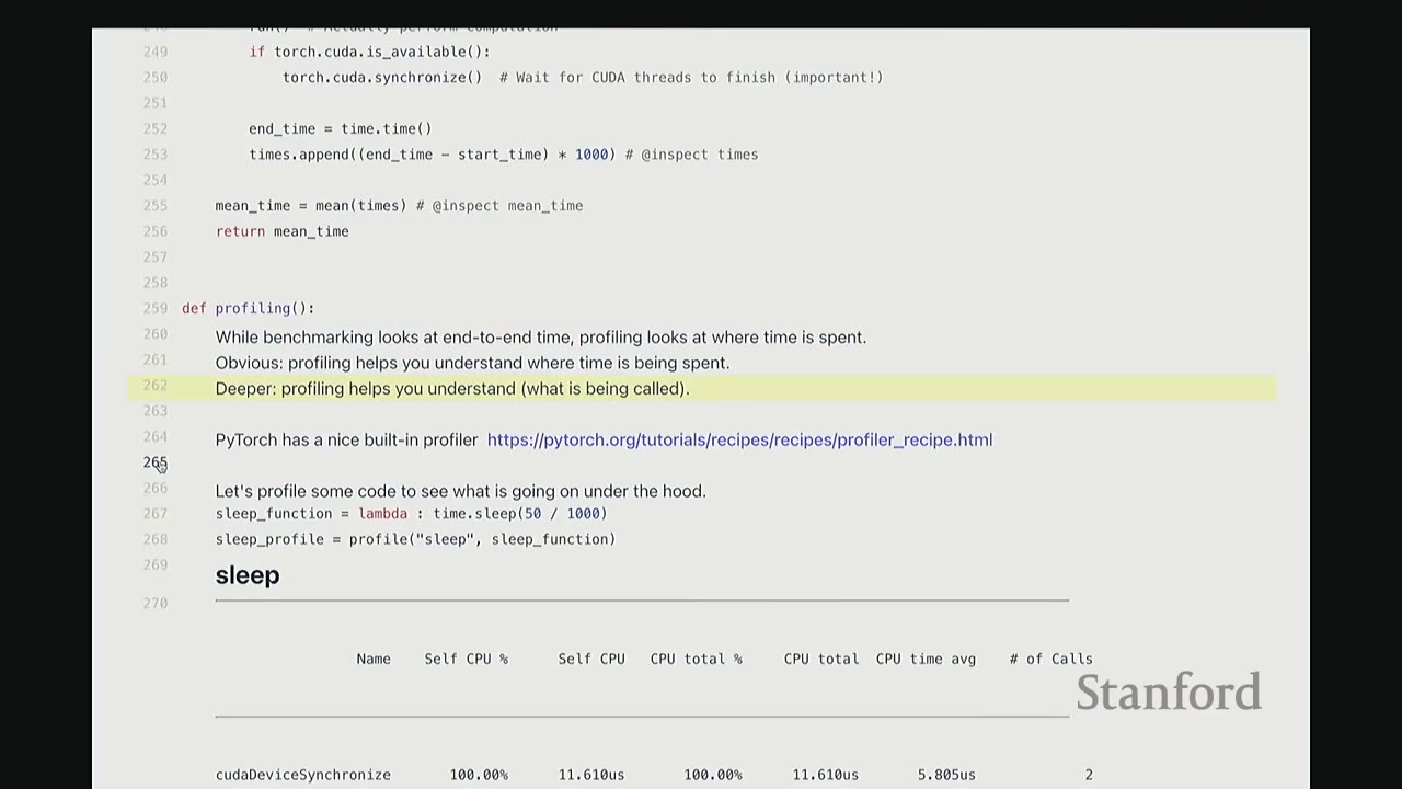A slide defining profiling and highlighting the text: "profiling helps you understand (what is being called)."