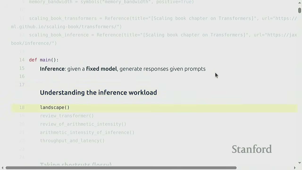 The slide defines "Inference" and introduces "Understanding the inference workload" as a topic.