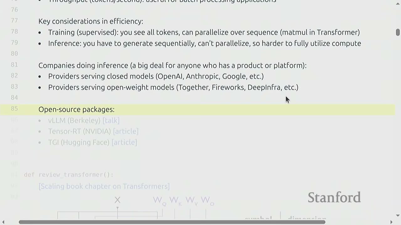 The slide lists companies doing inference and open-source packages for inference.