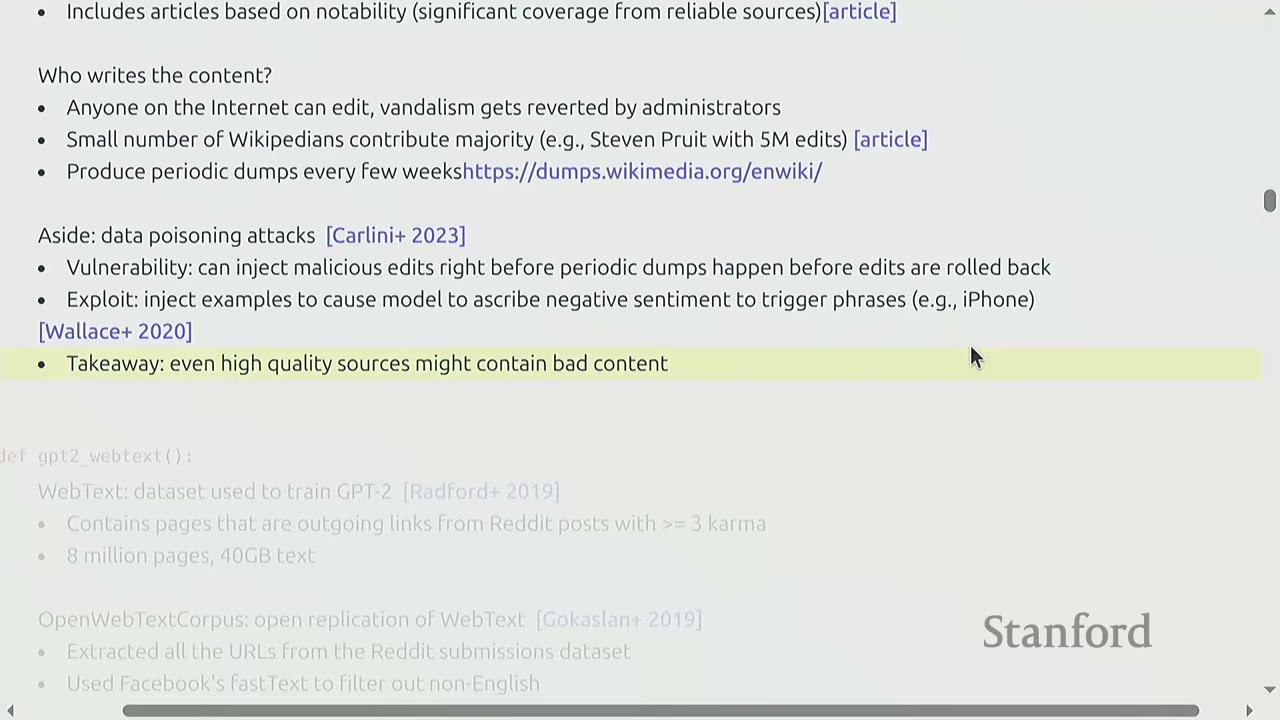Slide concluding data poisoning attacks with a takeaway: even high-quality sources might contain bad content.