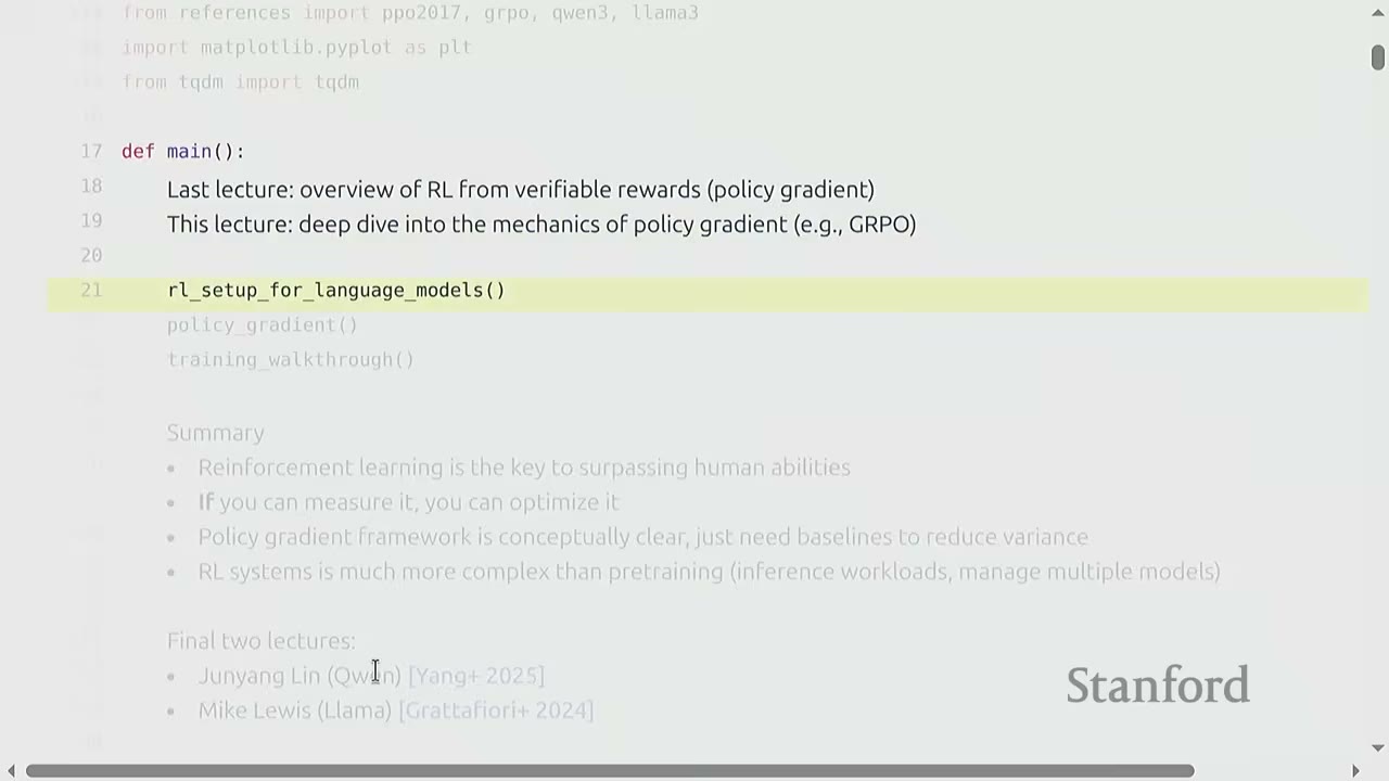 Python code: highlighting the rl_setup_for_language_models() function call.